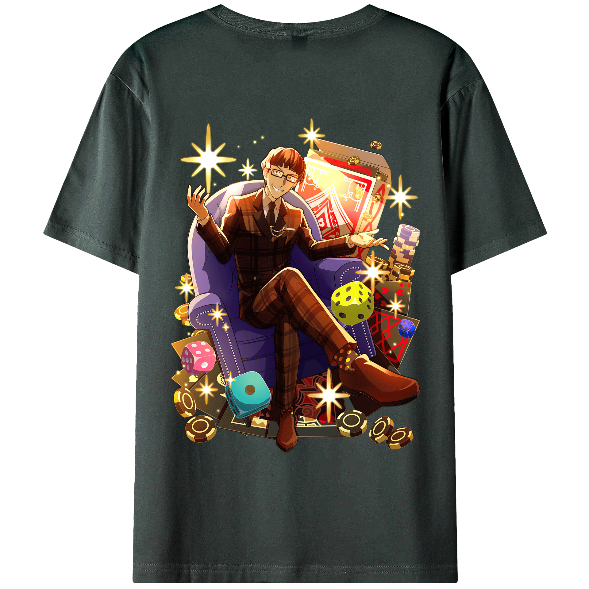 （画像用） 文豪ストレイドッグス Bungo Stray Dogs 綿100％ メンズ半袖Tシャツ（バックプリント） 通気性